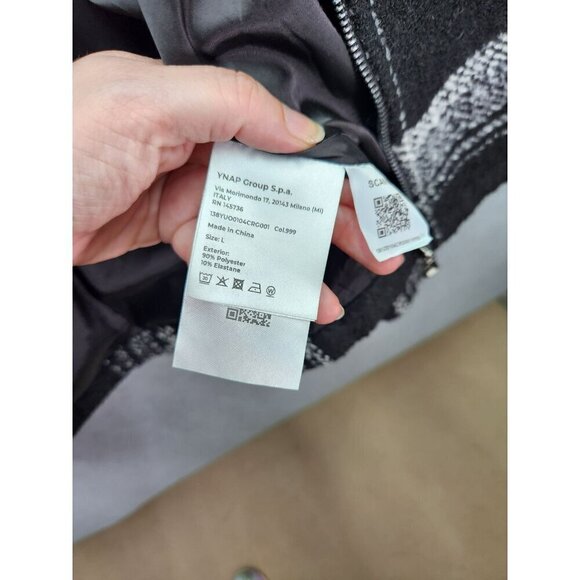 8 By Yoox Black & White Plaid Jacket With Hood Large - Picture 4 of 6